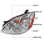 Spec-D 02-04 Nissan Altima Crystal Headlights Chrome/Clear Amber