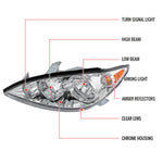 Spec-D 05-06 Toyota Camry Headlights Crystal Chrome/Clear Amber