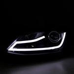 Spec-D 11-18 VW Jetta MK6 Headlights LED Bar Projector Matte Black/Clear