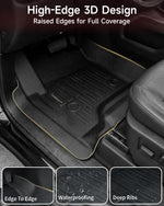 Umbrauto Custom Fit Floor Mats for Chevy Silverado/GMC Sierra Double Cab 1500 2014-2018, 2500HD/3500HD 2015-2019, All Weather TPE Truck Floor Liners for Carpet Floor, Front&Rear Row, Footwell Coverage
