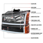 Spec-D 03-07 Silverado 02-06 Avalanche Headlights OEM Style LED Bar