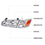 Spec-D 00-01 Camry Headlights OEM Style Amber Reflectors Chrome