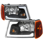 Spec-D 01-11 Ford Ranger Headlights LED Bar OEM Style G3 Black/Clear