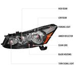 Spec-D 08-12 Honda Accord Sedan Headlights OEM Style Crystal Black