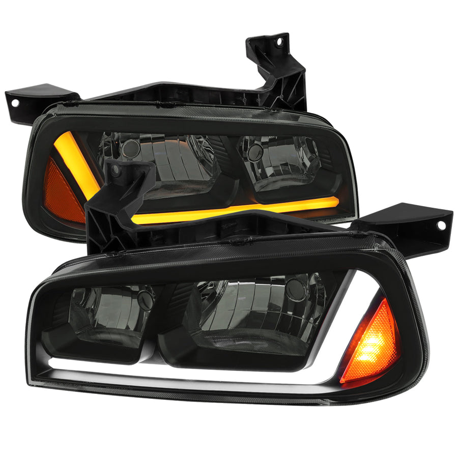 Spec-D 06-10 Dodge Charger SEQ LED Headlights OEM Style Black/Smoked