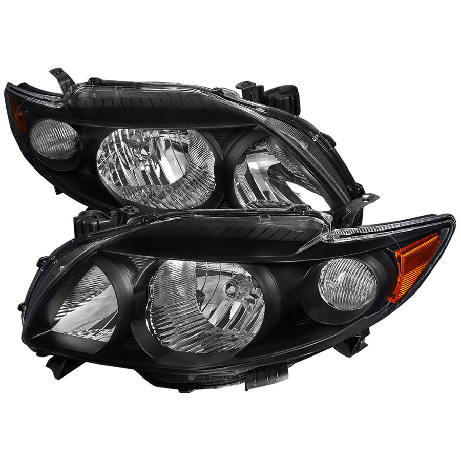 Spec-D 09-10 Corolla Headlights OEM Style Amber Reflectors Black