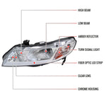 Spec-D 06-11 Honda Civic 4DR 4DR OE Style LED Strip Headlights Chrome