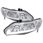 Spec-D 06-11 Honda Civic 4DR 4DR OE Style LED Strip Headlights Chrome