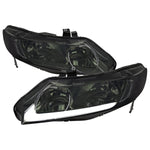 Spec-D 06-11 Honda Civic 4DR Headlights OEM Style Strip Smoked
