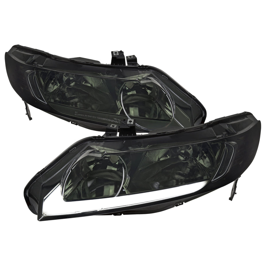 Spec-D 06-11 Honda Civic 4DR Headlights OEM Style Strip Smoked