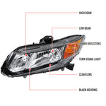 Spec-D 12-13 Honda Civic 2DR/ 12-15 Civic 4DR Crystal Headlights Black