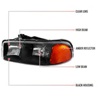 Spec-D 99-06 GMC Sierra/Yukon/Yukon XL Crystal Headlights Black