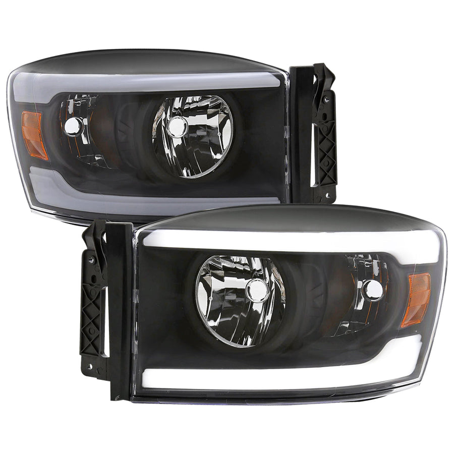 Spec-D 06-08 Ram 1500 2500 3500 Headlights LED Tube OEM Style Black