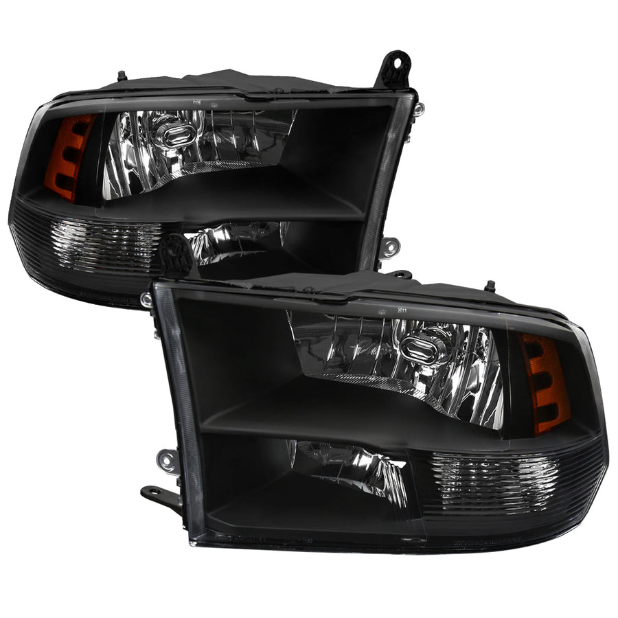 Spec-D 09-18 Ram 1500/2500/3500 Headlights OEM Quad Style Black Clear