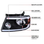 Spec-D 04-08 F-150/06-08 Lincoln Mark LT Headlights LED Strip Black