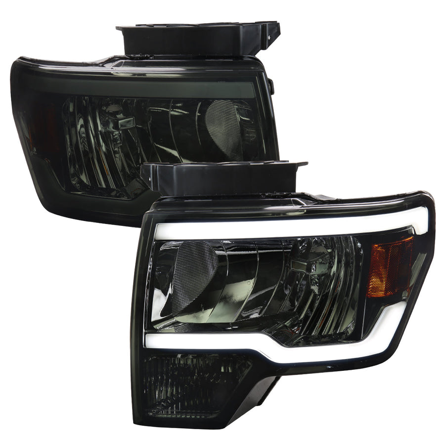 Spec-D 09-14 Ford F-150 LED Tube Headlights OEM Style Chrome/Smoked