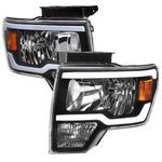 Spec-D 09-14 Ford F-150 Headlights LED Tube OEM Style Black