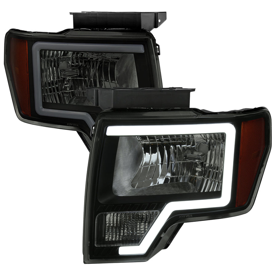 Spec-D 09-14 Ford F-150 Headlights OEM Style Amber Black/Smoked