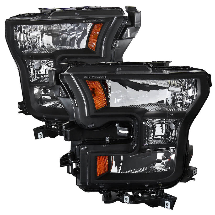 Spec-D 15-17 Ford F-150 Headlights OEM Style Replacement Black