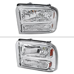 Spec-D 05-07 Ford F-250 Super Duty Headlights Chrome Amber Reflector