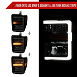Spec-D 08-10 F250/F350/F450/F550 SEQ LED Headlights Black/Smoked
