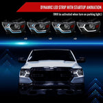 Spec-D 19-24 Ram 1500 Headlights Animated LED Bar OEM Style Black