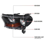 Spec-D 19-22 Ford Ranger XL XLT Headlights OEM Style Black
