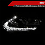 Spec-D 14-16 Nissan Rogue Headlights LED Strip OEM Style Black