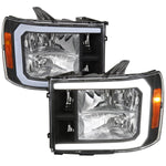 Spec-D 07-13 GMC Sierra 1500/2500/3500 LED Bar OE Style Headlights Blk
