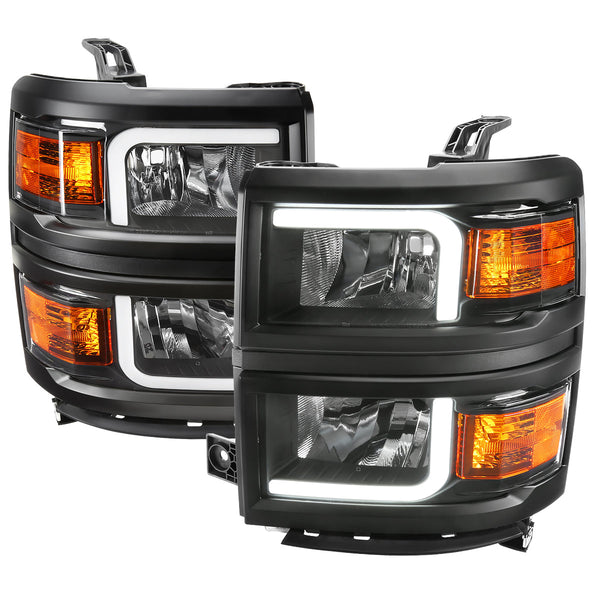 Spec-D 14-15 Chevy Silverado 1500 Bar OE Style Headlights Black