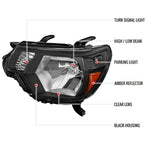 Spec-D 12-15 Tacoma Headlights OEM Style Amber Reflectors Black