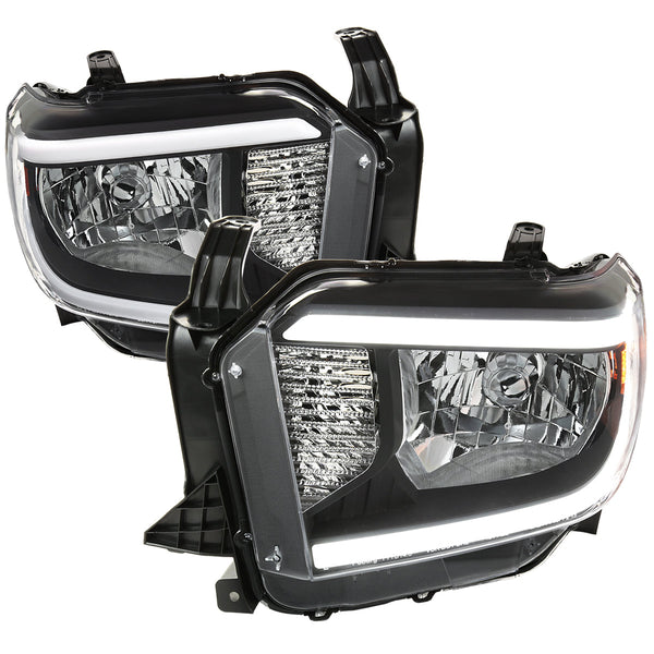 Spec-D 14-21 Tundra Headlights LED Bar OEM Style Black