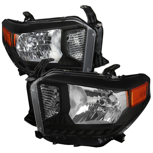 Spec-D 14-21 Tundra Headlights OEM Style Amber Reflectors Black
