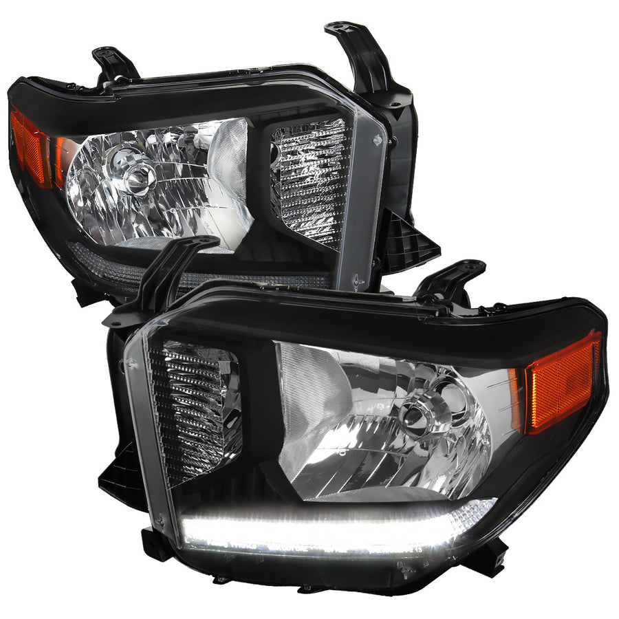 Spec-D 14-21 Toyota Tundra OEM OEM Style LED Strip Headlights Blk