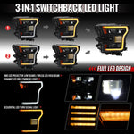 Spec-D 15-17 Ford F-150 Led Light Bar Projector HID Headlight Black