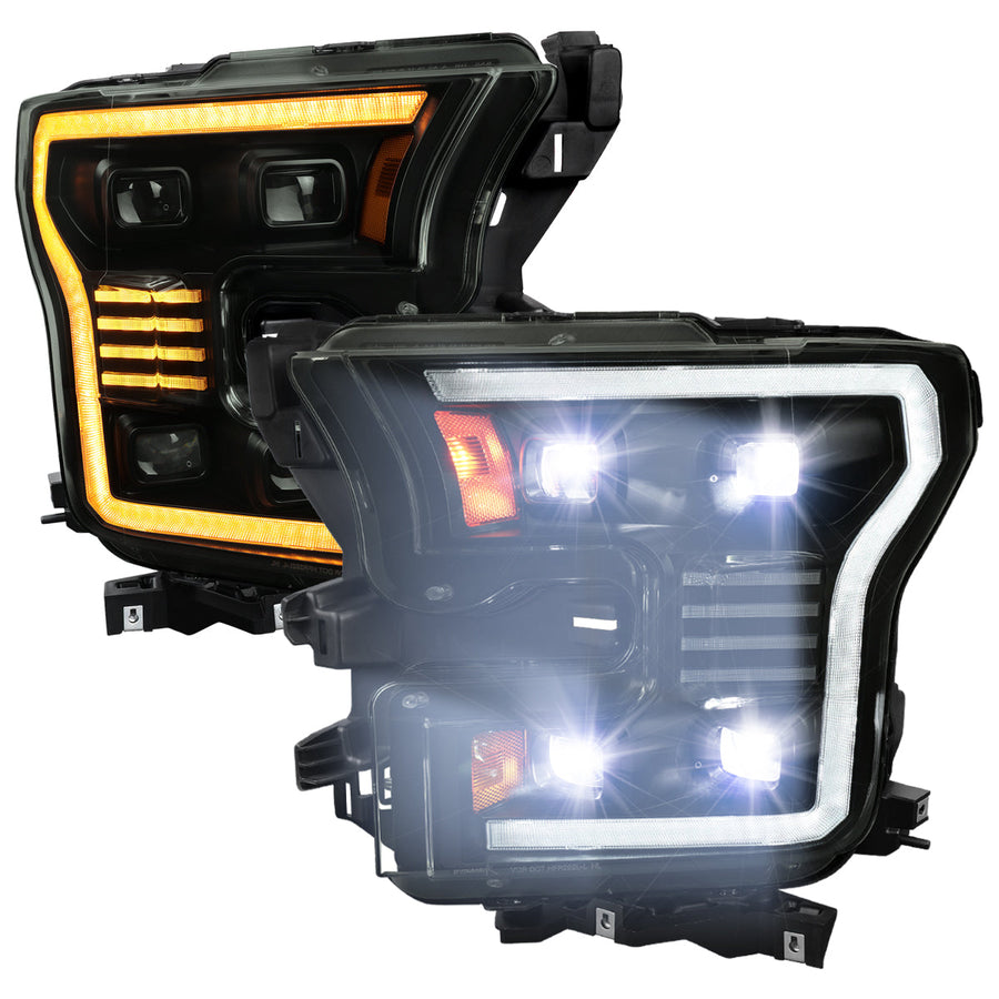Spec-D 15-17 Ford F-150 Led Projector HID Headlight Black/Smoked Lens