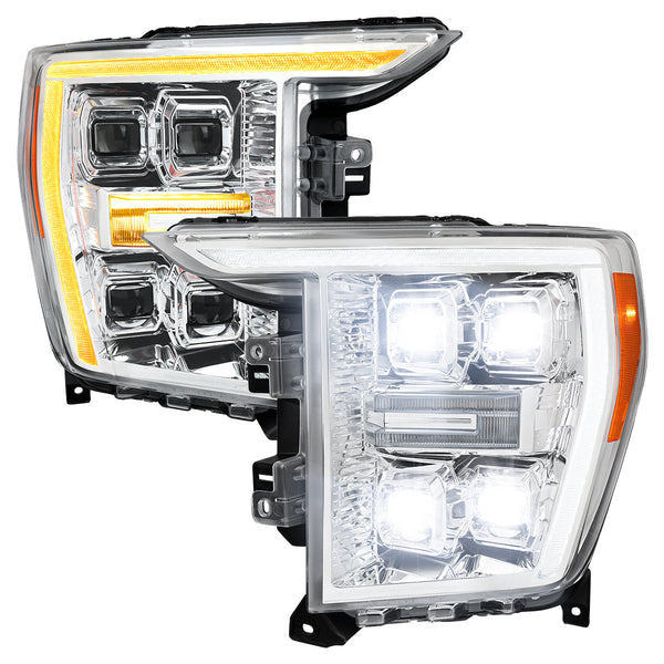 Spec-D 21-23 F-150 SEQ LED Projector Headlights Halogen Chrome/Smoked