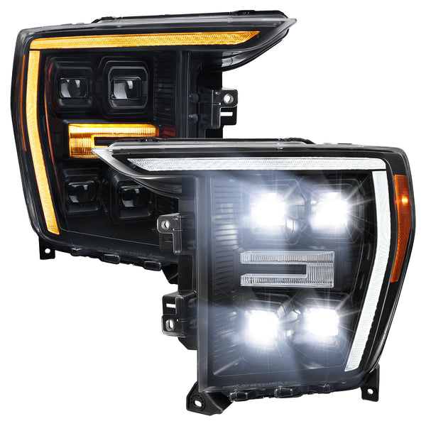 Spec-D 21-23 F-150 SEQ LED Projector Headlights OEM Matte Black/Clear