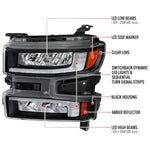 Spec-D 19-21 Chevy Silverado 1500 Headlights with SEQ Turns Black