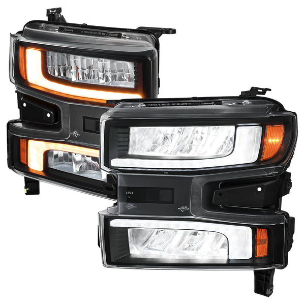 Spec-D 19-21 Chevy Silverado 1500 Headlights with SEQ Turns Black