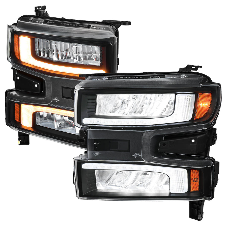 Spec-D 19-21 Chevy Silverado 1500 Headlights with SEQ Turns Black
