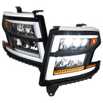 Spec-D 15-20 Chevy Tahoe Suburban Full DRL SEQ Matte Headlights Black