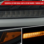 Spec-D 15-20 Chevy Tahoe Suburban Full DRL SEQ Headlights Black/Smoked