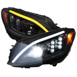 Spec-D 15-18 Mercedes C-Class W205 Sequential Headlights Black/Clear