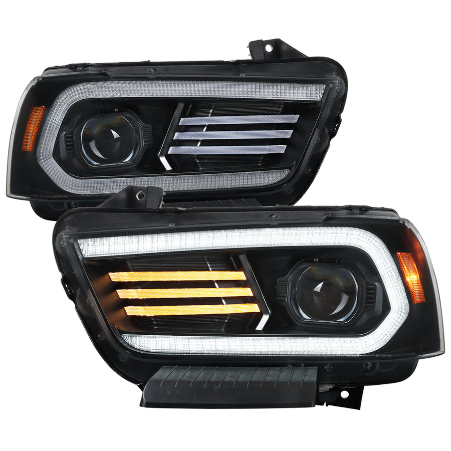 Spec-D 11-14 Dodge Charger Projector Headlights Sequential Black