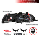 Spec-D 92-95 Honda Civic 2/3dr Halo Projector Headlights Black