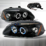Spec-D 96-98 Honda Civic Halo Projector Headlights Black