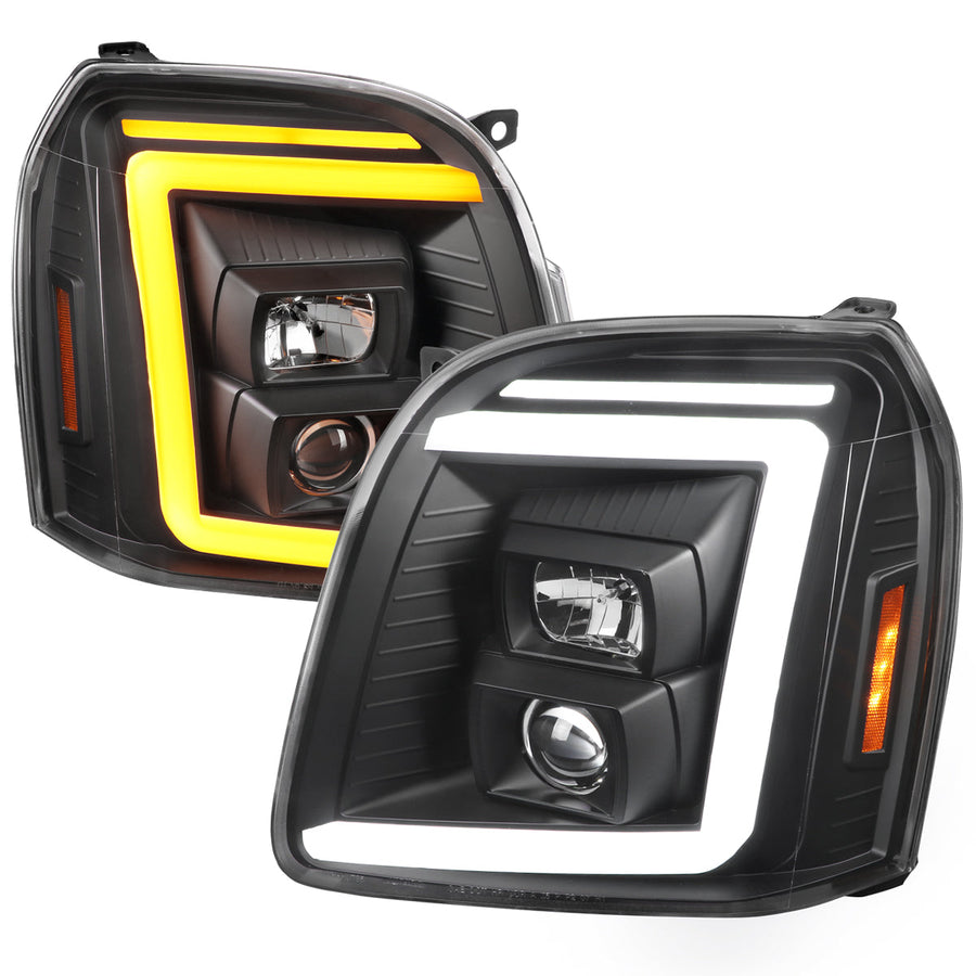 Spec-D 07-14 GMC Yukon Denali Headlights G2 Sequential Black/Clear