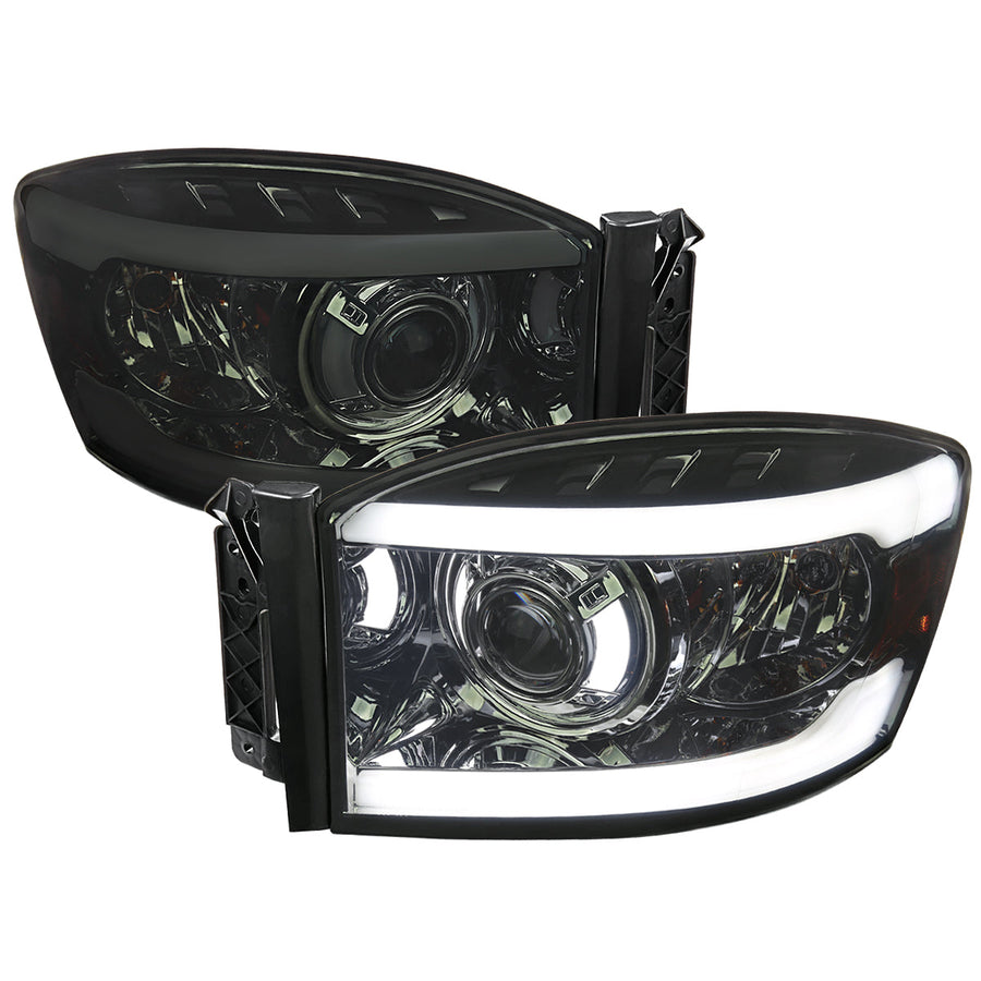 Spec-D 06-08 Ram 1500/06-09 Ram 2500/3500 LED Tube Headlights Smoked