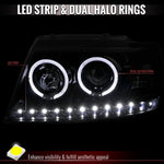 Spec-D 02-05 Ford Explorer Dual Halo Projector Headlights Strip Black